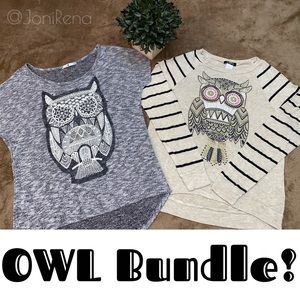 🦉OWL BUNDLE! 2 Tops | Size L 🦉